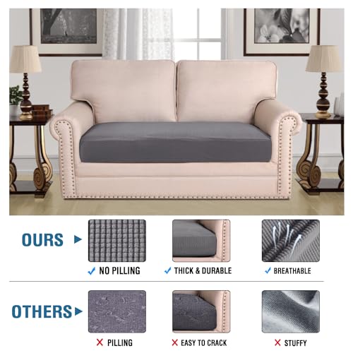 H.Versailtex PART-HVSEATCUSHION2R-GREYNEW Super Stretch Individual Seat Cushion Covers Sofa Covers Couch Cushion Covers Slipcover Sets Thick Jacquard Textured Twill Fabric thumb #1