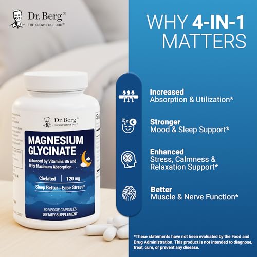 Image of Dr. Berg Magnesium Glycinate 90ct - 4-in-1 Chelated for Muscle, Nerve, Sleep & Stress Support*- w / D3, B6 & Zinc - 4X Lab-Tested - No Fillers - Formulated in USA, GMP-Certified