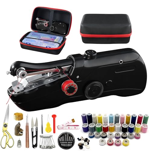 Handheld Sewing Machine with Black Storage Case and 109-Piece Sewing...