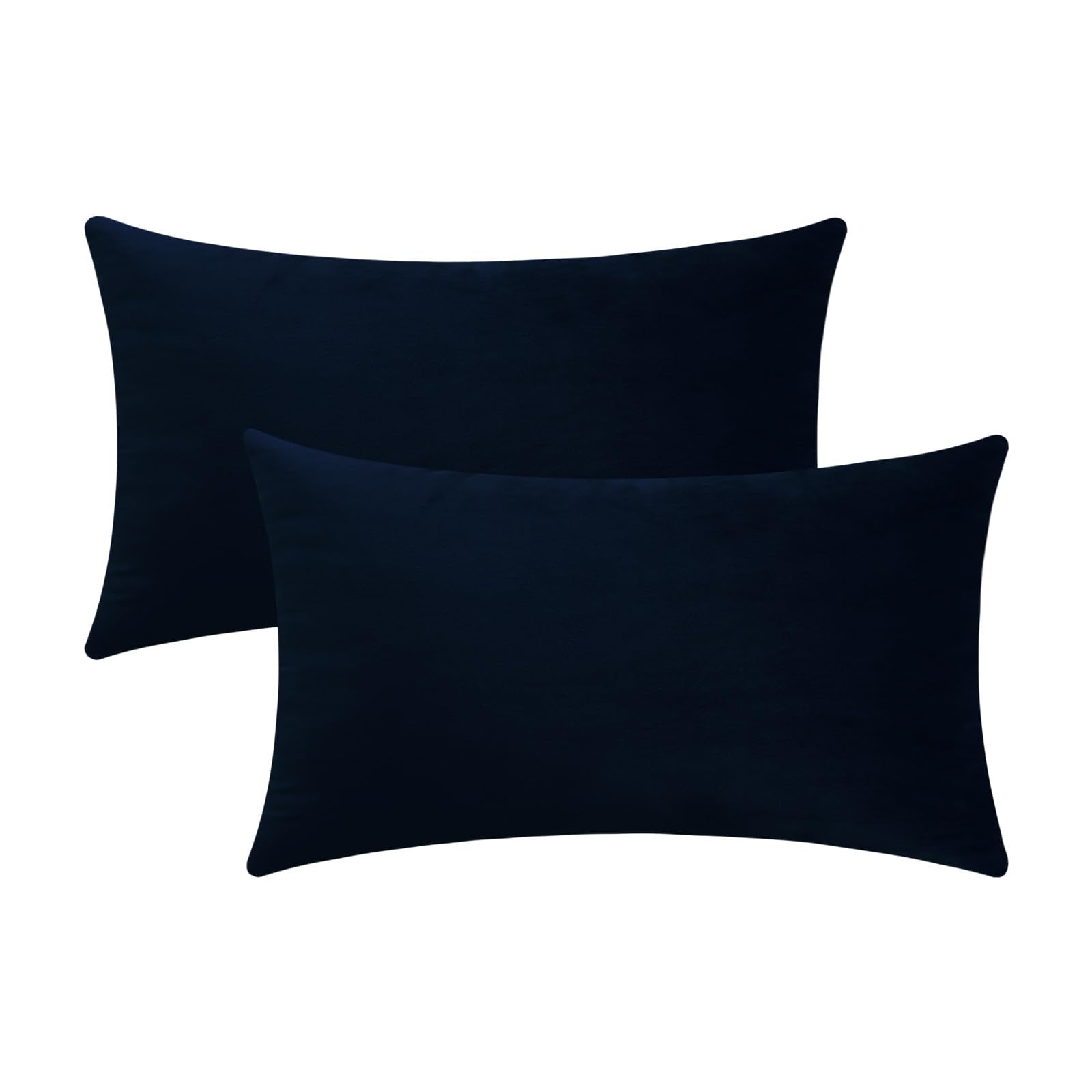 mixeoo Comfy Dark Blue Throw Pillow Covers Decorative Lumbar Velvet Super Soft Navy Cushion Couch Cases Decor, Set of 2, 12 x 20 Inch