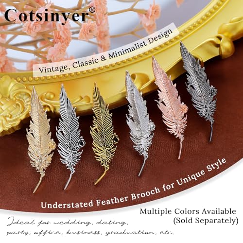 Image of Plated Classic Rose Flower Feather Brooches and Pins for Women Men Fashion Jewelry Delicate Leaf Lapel Dress Accessories Boutonniere Corsage Hat Bag Suit Tie Wedding small,simple