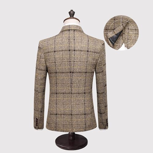 Mens Plaid Causal Sports Coats Slim Fit Solid Checkered Blazer Classic Lightweight Business Suit Jacket3