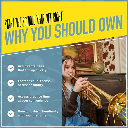 mendini by cecilio bb standard trumpet set for beginners - brass student trumpet instrument with hard case 7c mouthpiece valve oil cleaning cloth gloves gold