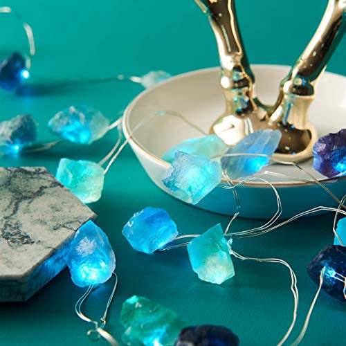 Miya Life HU-XI-201 Natural Fluorite String Lights Usb/Battery Powered Remote Operated Sea Glass Raw Stones Decorative Lights 6.5Ft 20Leds For Bedroom Party Indoor Christmas Wedding Decor thumb #8