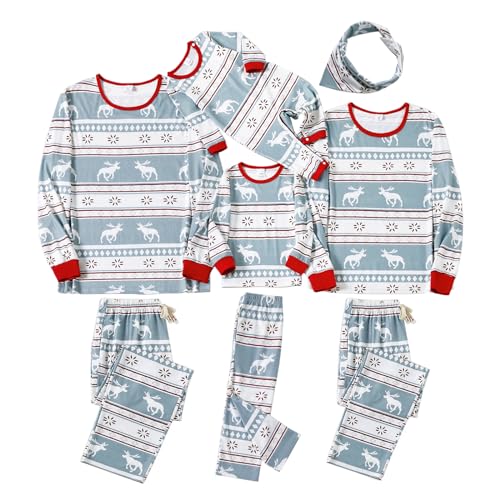 Image of IFFEI Matching Family Pajamas Sets Christmas PJ's with Letter and Plaid Printed Long Sleeve Tee and Bottom Loungewear