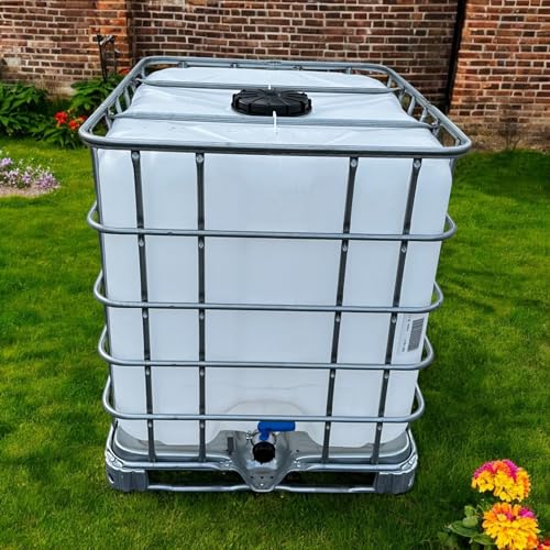 American Style - Cuve IBC 1000 litres Récupérateur Eau de Pluie — Translucide Contrôle Visuel du Niveau — Vanne S60x6 Neuve Démontable — Palette...