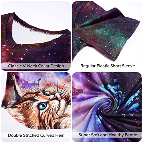 Kyku Cat T Shirts For Women Funny Kitten Butterfly Shirt Nebula Galaxy T-Shirt #TOP3