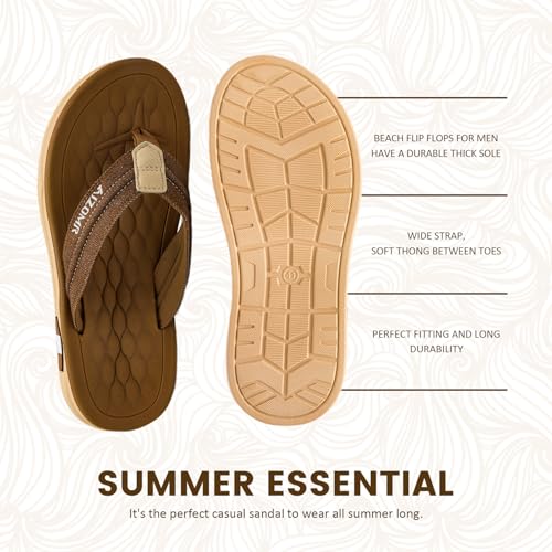 Image of Mens Sandals Arch Support Comfortable Beach Slides with Adjustable Buckle Straps Slippers for Men