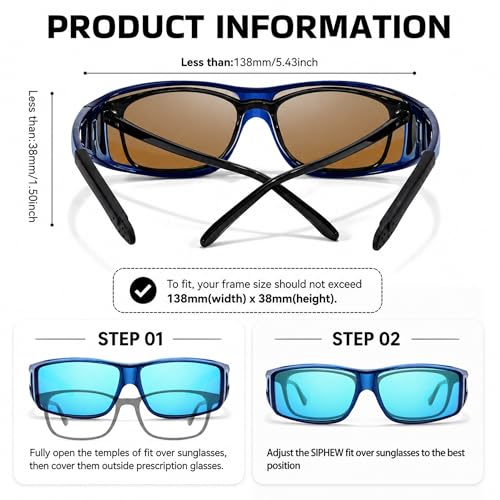 Image of SIPHEW Mirrored Sunglasses Polarized Fit Over Glasses for Men&Women