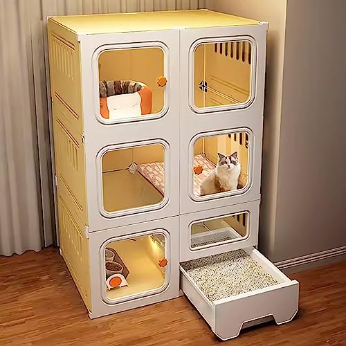 Recinzione per gatti fai da te, spaziosa gabbia per gatti con lettiera, design autoportante e porta per gatti, ideale per gatti interni, box per piccoli animali - Dimensioni: 106 x 46 x 116 cm