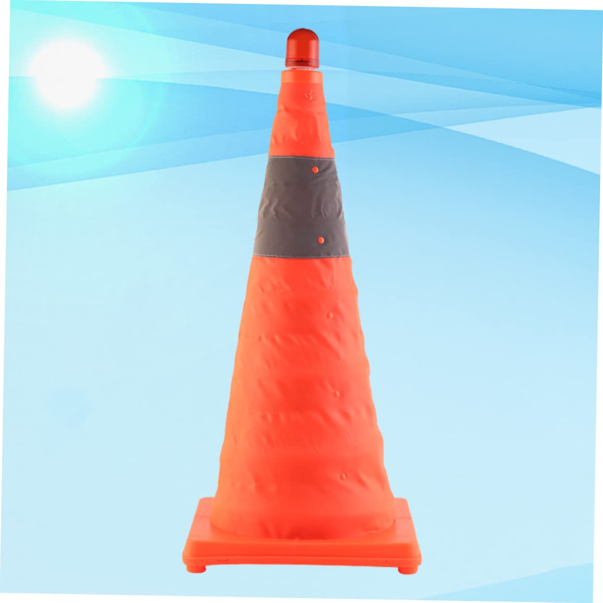 Mobestech Cône De Pliable avec Lumières LED Réfléchissant pour Sécurité Routière Bande Réfléchissante Base Caoutchouc