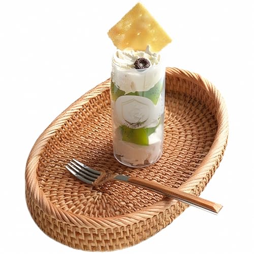 I-lan Rustic Rattan Oval Serving Bowls - 10.2