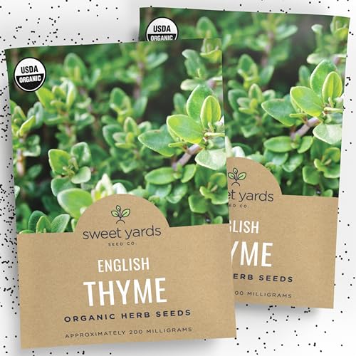 Organic English Thyme Seeds – Two Seed Packets! – Over 1,600 Open Pollinated Non-GMO Seeds – Sweet Yards Seed Co.