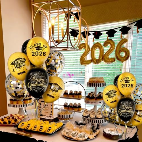 Graduation Balloons 2026 - 50pcs Black & Gold Latex Party Decorations - Image 6