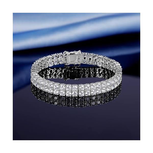 18K Platinum Authentic Full Diamond Bracelet Paired with Pure Natural Moissanite Diamonds, Versatile and Trendy Jewelry for Women - Image 6
