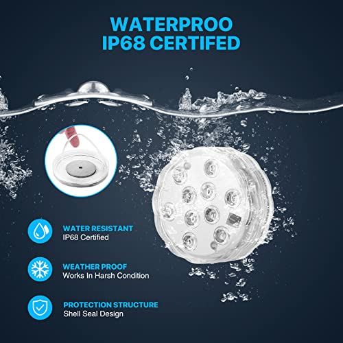 Peahog Submersible Light 10-Led Rgb Light With Remote Battery Powered Waterproof Accent Light For Aquarium, Pond, Swimming Pool, Garden, Party（2P） #TOP3