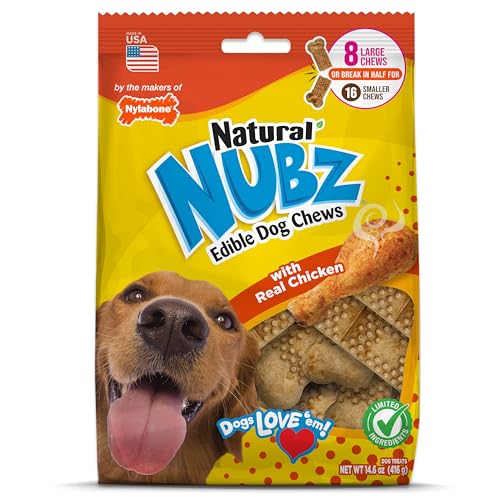 Image of Nylabone Nubz Natural Dog Treats Made with Real Chicken, Large, 8 Count