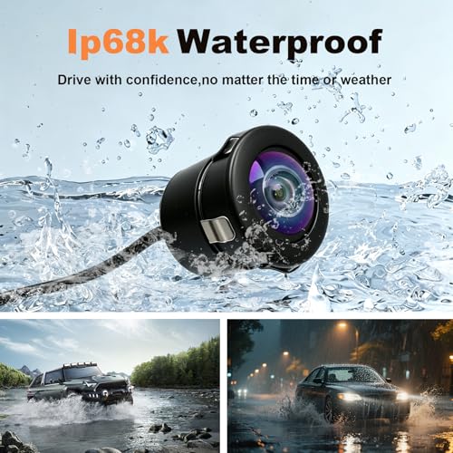Backup Camera with Clear Night Vision,Rear Front Camera Flush Mount 170° Wide Angle IP68K Waterproof AHD Reverse Camera for Car Truck SUV RV — view 2