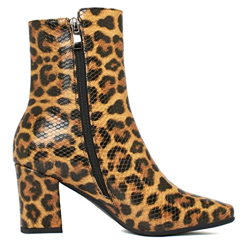 Image of Caradise Womens Chunky Block Heel Booties Zip Up Square Toe Ankle Boots