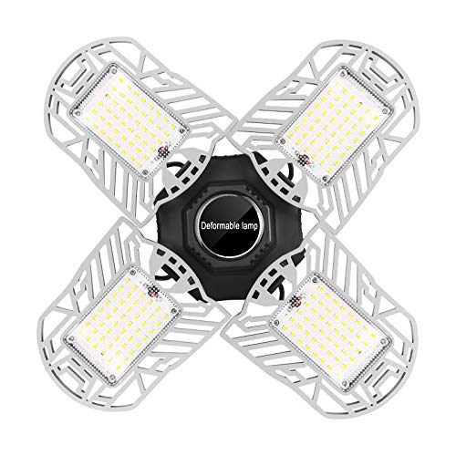 Semlos 80W LED Garage Lights E26 Ceiling Lights Chandelier 10000 Lumens Lighting Adjustable Garage Light Bulb (NO Sensor) Silver