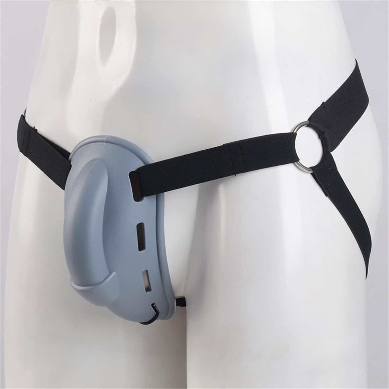 Men's Adjustable Chastity Double Belt Silicone Protector Chastity Cage Showing Sexy Stage Performance (Color : Black, Size : XXL)