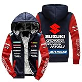 ORZEY Chaquetas Sudaderas con Capucha para Hombre Sudaderas para S.u.z.u.k.i Imprimir Suéter de Lana Casual con Capucha Abrigos Cremallera Sudaderas para Moto Ciclismo-Black||S