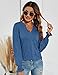 Romanstii Womens Casual Long Sleeve T-Shirts Ladie V-Neck Tunic Blouse Tops,Blue,M
