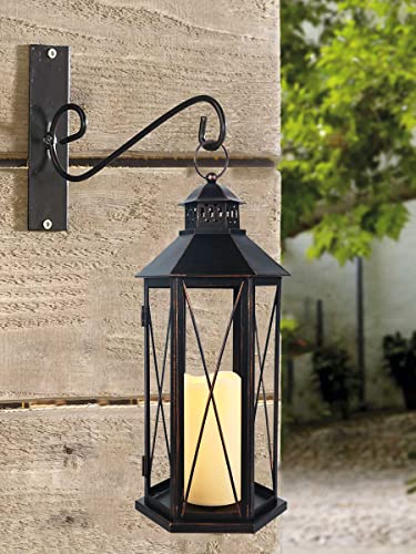 Decorkey Large Candle Lantern Decorative, 17.3" Outdoor Lanterns With Led Candle, Indoor Outdoor Farmhouse Candle Holder For Porch Table Decor, Valentines St.patrick Easter Spring Gift, No Glass #TOP1