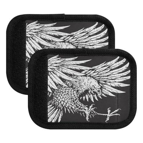 Fundas de asa de equipaje para maleta, equipaje, identificadores de ave fénix, fundas de agarre suaves, color blanco y negro para accesorios de viaje, paquete de 2