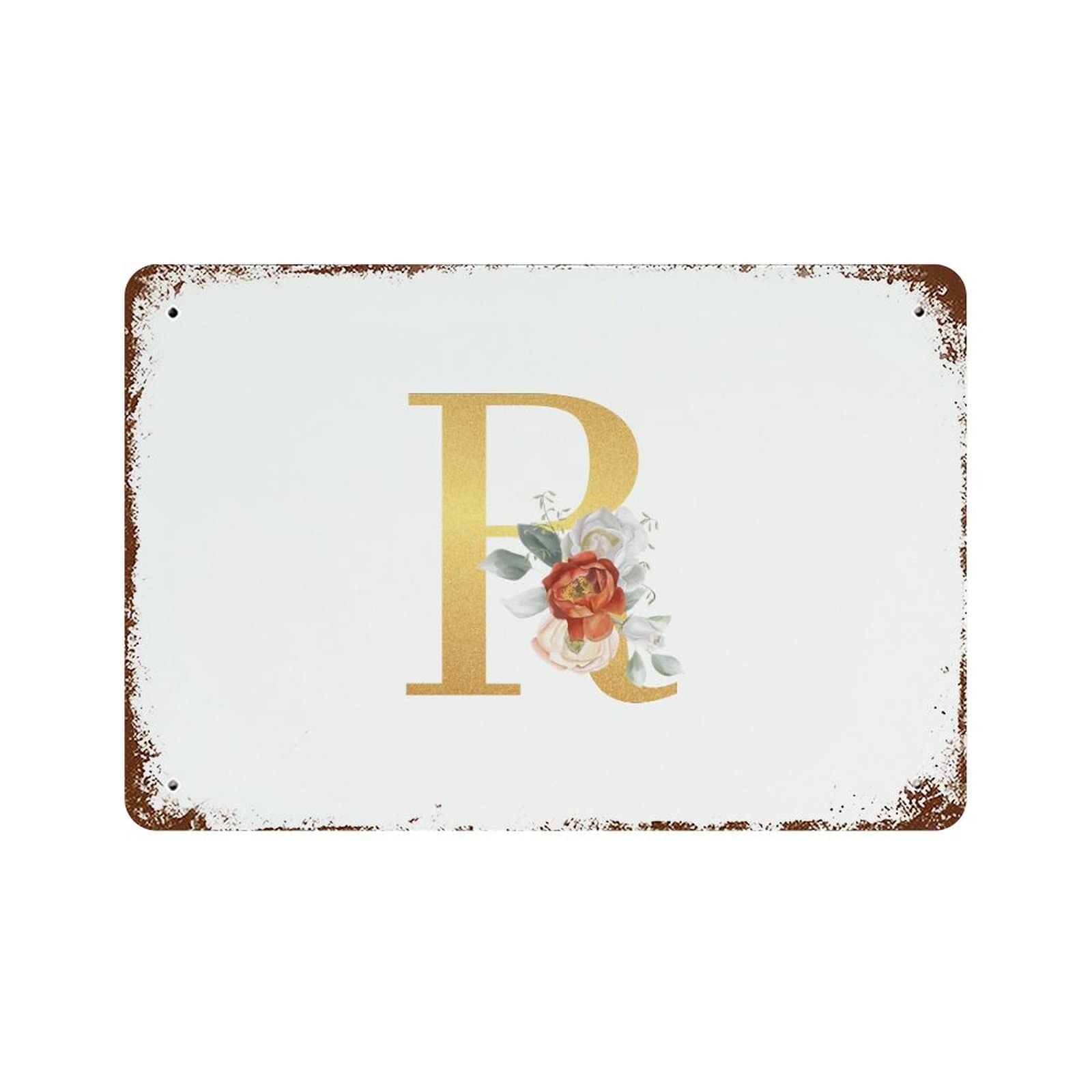 Lettres de l'alphabet floral rustique en métal doré pour décoration extérieure de mariage