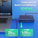 430 W Multiple USB Charger, 8 Port GaN 100 W PD Multiple PPS QC Zasilacz USB C Stacja ładująca dla MacBooka Air/Pro Laptop iPhone iPad Samsung SteamDeck-niebieski