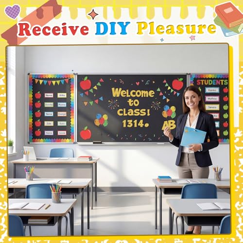 Image of Colarr 144 Pcs Glitter Bulletin Board Letters for Classroom Number Alphabet Punctuation Symbol Cutout 4'' Die-Cut Poster Letter with Adhesive Dot School Party Holiday Decor Display(Gold)