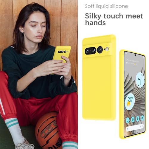 Image of YATWIN Silicone Back Case for Google Pixel 7 Pro, Soft-Touch Phone Back Cover for Google Pixel 7 Pro - Yellow