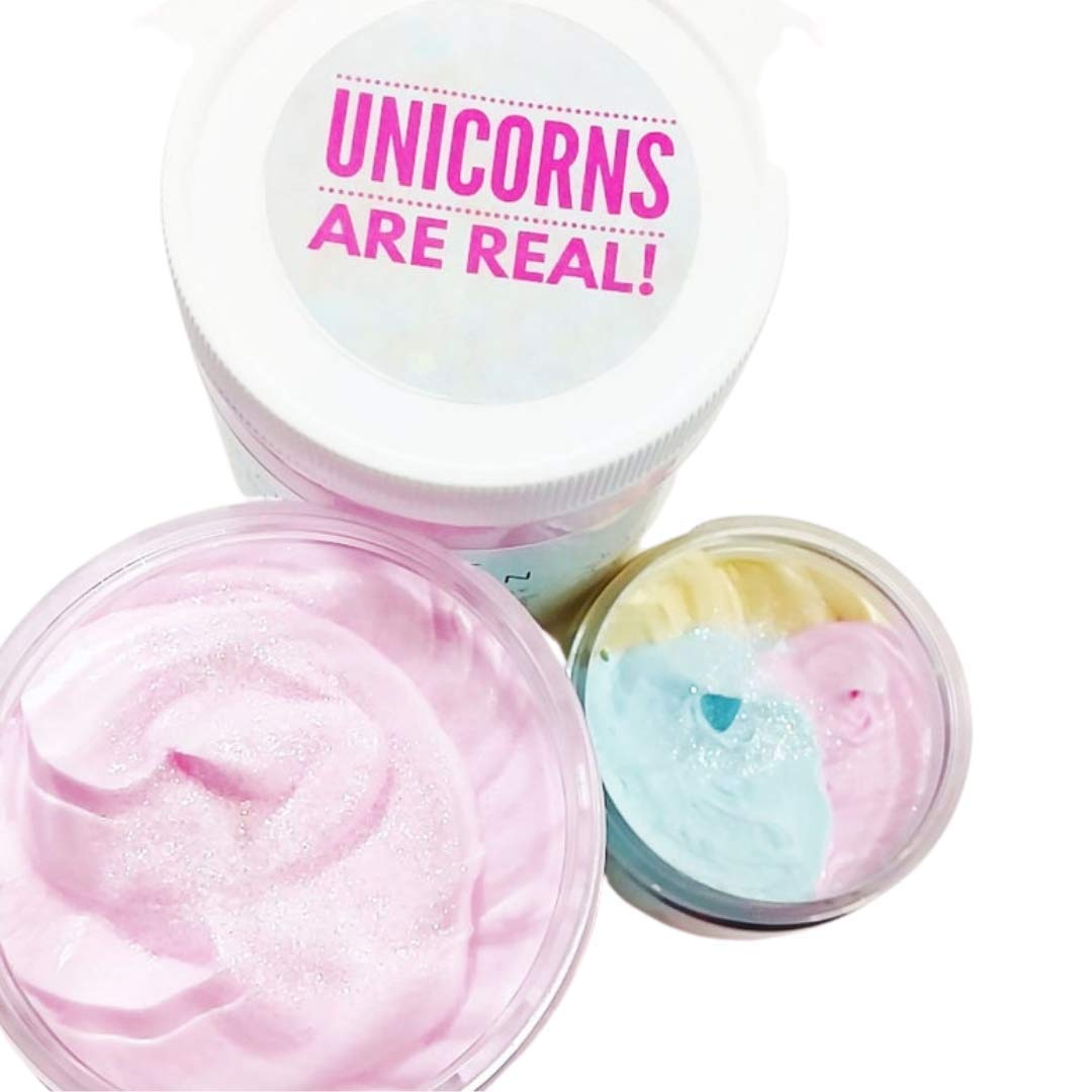 Sunbasil Soap Unicorn party favors. Unicorn Kisses Whipped Body Butter Lotion. Moisturizing Hand Cream