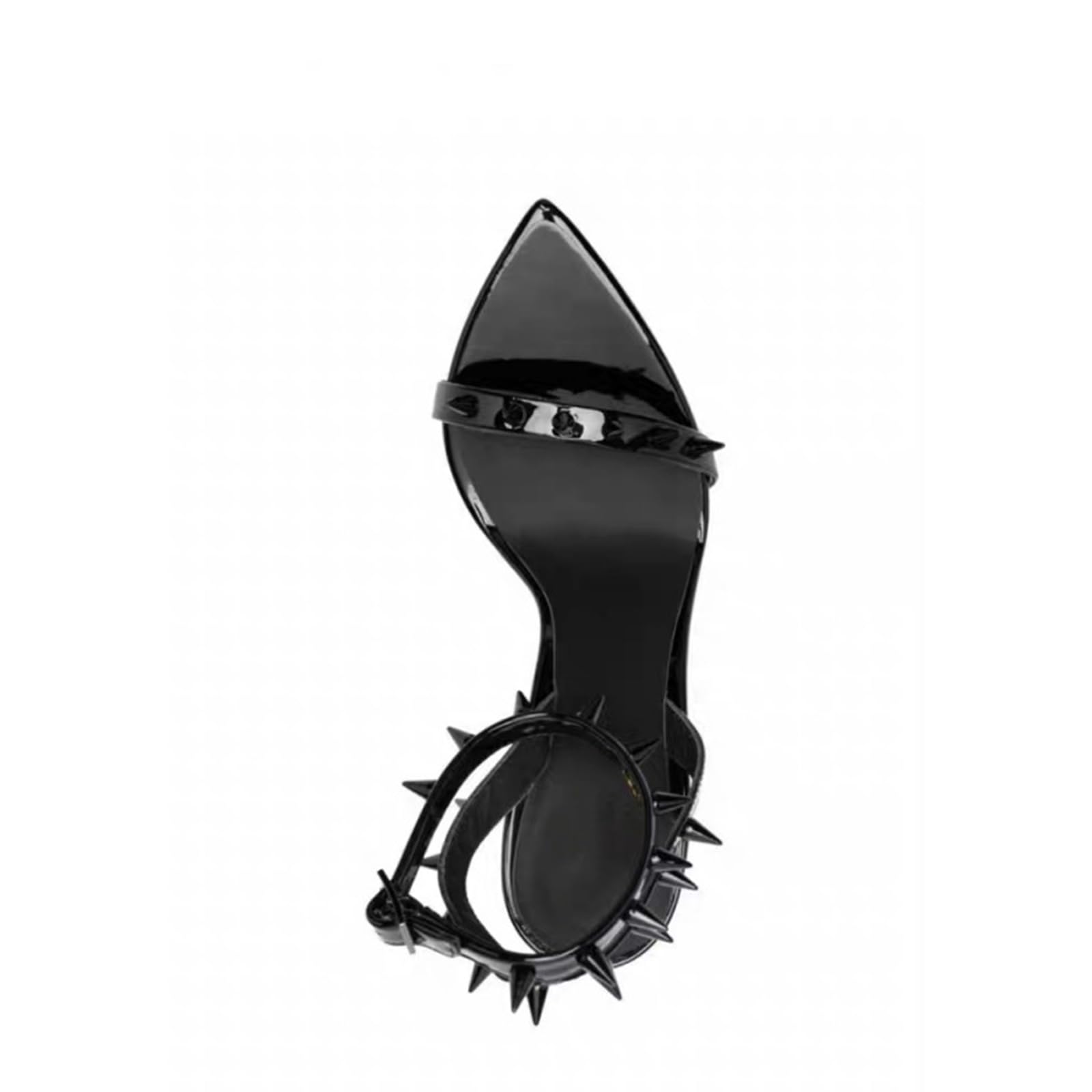 10CM Sandales à Talons Aiguilles Ankle Buckle Pointed Rivets Boucle Mode Sexy Dress Sandals