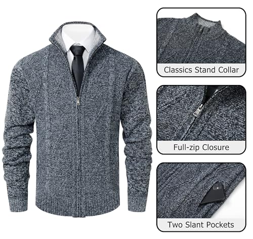 Image of Vcansion Men's Classic Cardigan Sweaters Stand Collar Slim Fit Casual Knitted Sweater