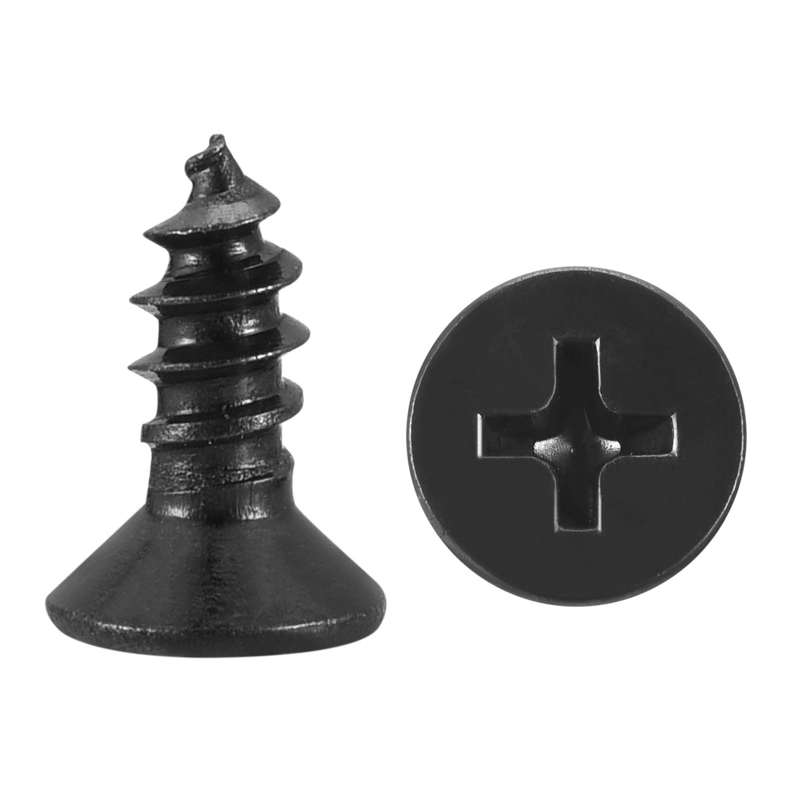 METALLIXITY Countersunk Phillips Wood Screws (ST3x6mm) 100Pcs, Carbon Steel Coarse Thread Phillips Drive Flat Head Wood Screws - for Furniture Installation Repair, Black — image 1