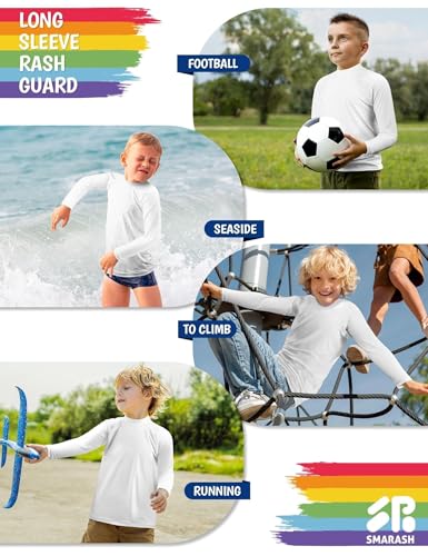 Image of Boys Rash Guard Swim Shirts Long Sleeve UPF 50+ Swimwear Toddler Kids Sun Protection SPF Water Surfing Swimming Shirts 0-16Y