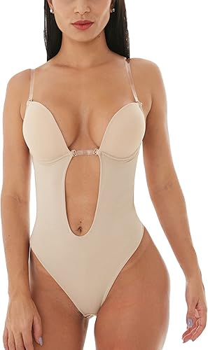 Defitshape Body sin espalda para mujer con tanga sin costuras en U