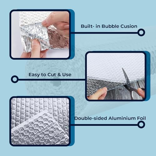 Image of LifeKrafts Aluminium Heat Insulation 250 GSM (4 mm) Sheet - (1.2 Mtr X 5 Mtr) Silver Bubble Sheet Heat Insulation Sheet for Roof Shield for Summer Radiant Barrier Thermal