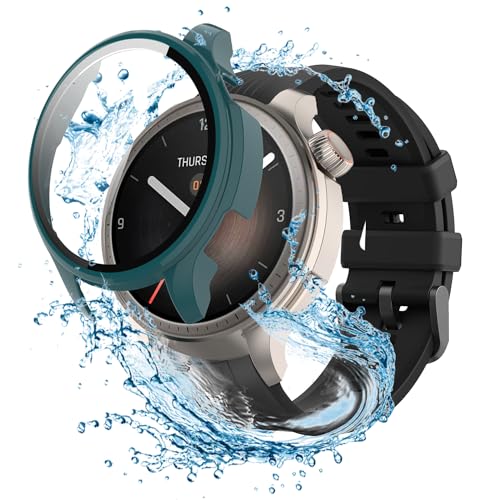 Amazfit Balance 用 カバー ケース アップルウォッチ保護カバー ガラスフィルム 一体型 防水 防塵 フィルム 保護フィルム【HUKWIMO】 3D全面保護 指紋防止 HD高透過率 傷に強い 気泡ゼロ 極薄 撥水撥油 反射低減 スクリーンプロ