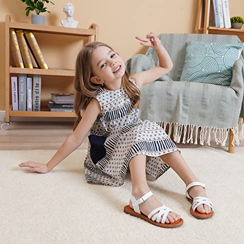 Blikcon Girls Open Toe Princess Flat Sandals Strappy Summer Sandals thumb #5
