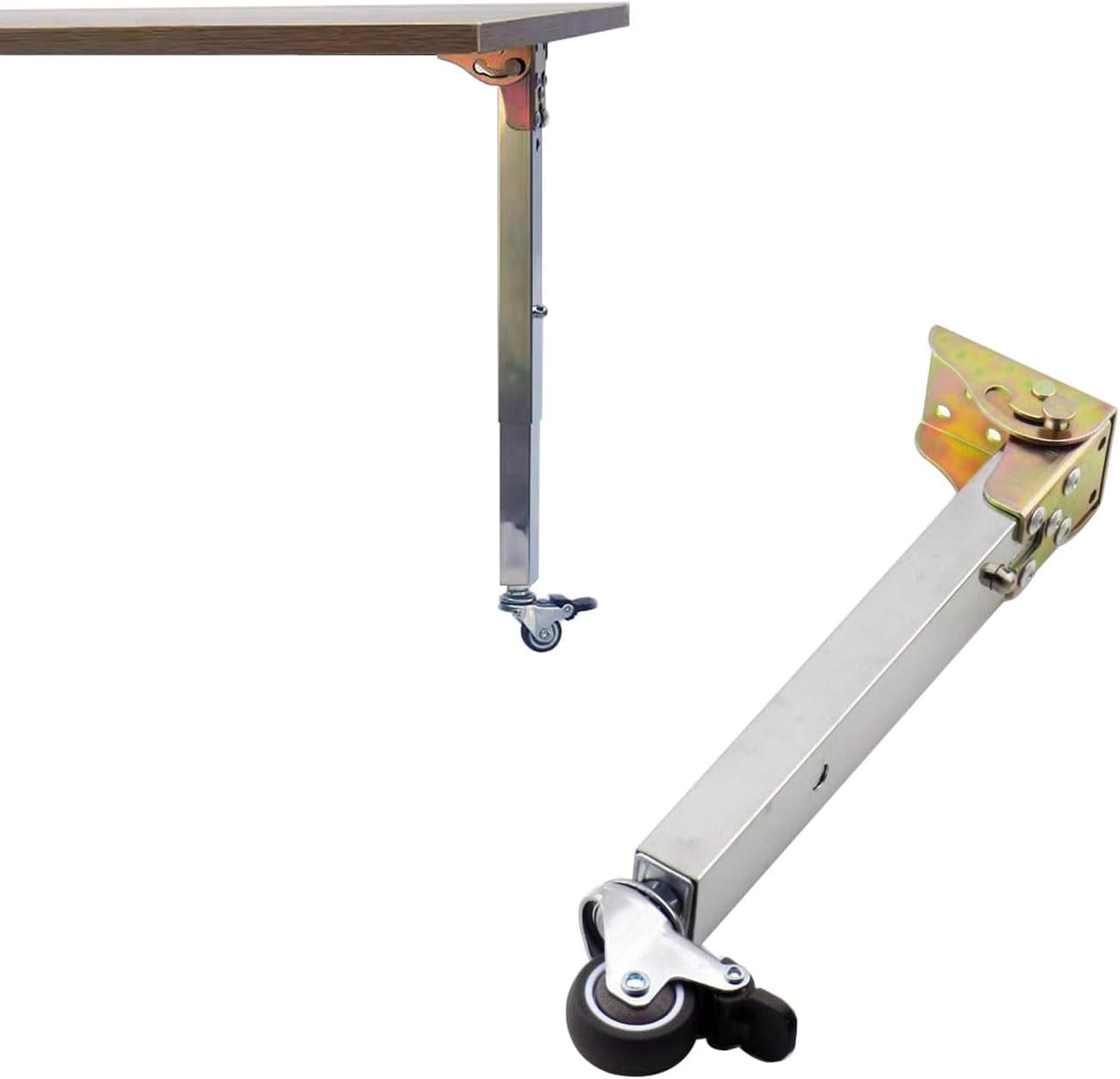 Folding Table Legs Stainless Steel DIY Furniture feet Folding Telescopic bar Support feet Push-Pull Lifting Table Cabinet feet Adjustable Protective Base with 360 Swivel castors (95cm/37.4in)