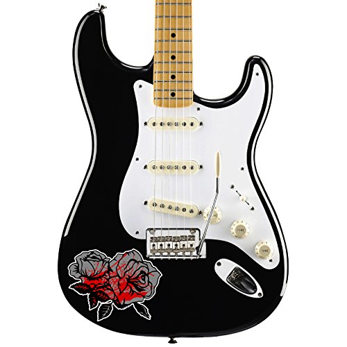 Grey Red Roses Guitar Instrument Pickguard Sticker - 4.5
