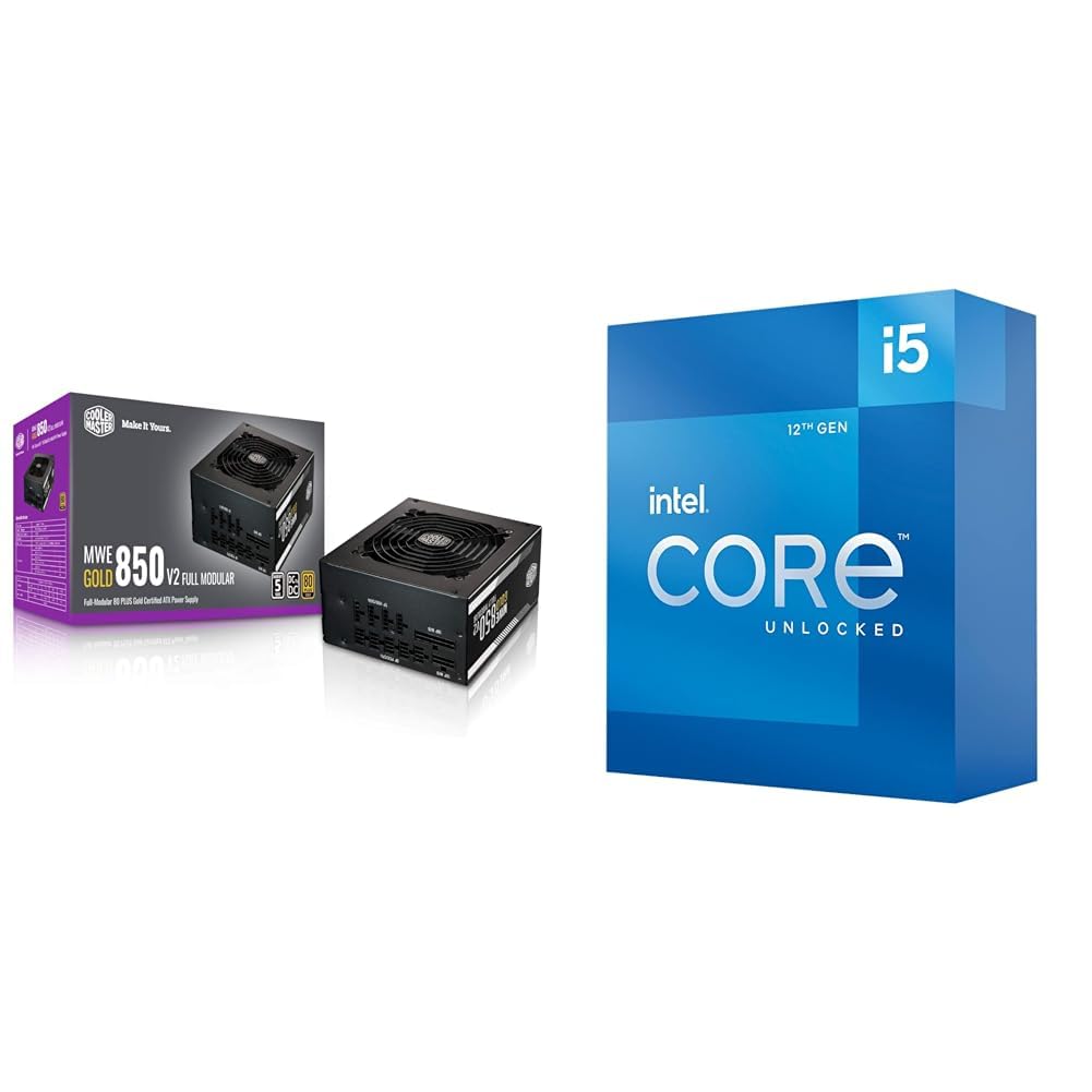 Cooler MasterMWE Gold 850 V2 Full Modular, 850W, 80+ Gold Efficiency, 2 EPS Connectors & Intel Core i5-12600K Desktop Processor with Integrated Graphics and 10 (6P+4E)