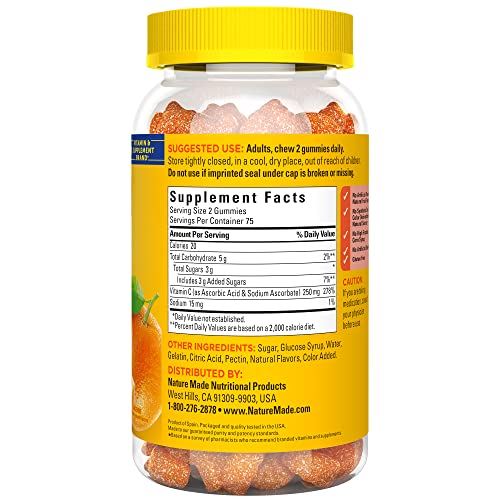 Nature Made Vitamin C 250 Mg, Dietary Supplement For Immune Support, 150 Gummies, 75 Day Supply #TOP7