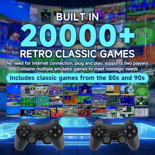 Sutesloly Retro Gaming Consoles 90s Old Classic Nostalgia Game Stick Emulator with 20000+ consola de videojuegos Plug & Play Video Gaming Stick for tv, 2 Controllers - Image 3