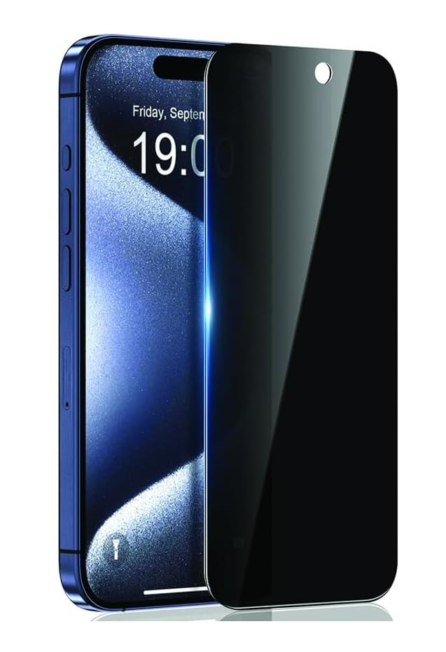 Image of for iPhone 15 Pro max Edge to Edge Anti Spy Privacy Tempered Glass with Easy Installation Kit | Black (Pack of 1)