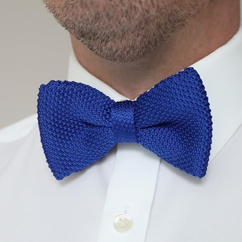 Nœud papillon tricot 100% polyester bleu marine de haute finition - 2