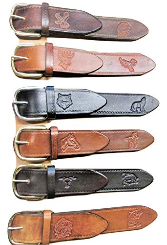 Belt * EAGLE, DEER, HORSE, WOLF, BULL, FISH * 5 COLOR Choices Per DESIGN * Nice Border 1-1/2
